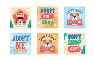 Pet Adoption Cute Doodle Social Media Post vector