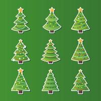 colección de pegatinas de árbol de navidad vector