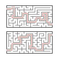 A set of two rectangular labyrinths. Simple flat vector illustration isolated on white background. With the answer.