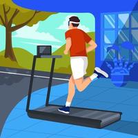 Man Running with Virtual Reality vector