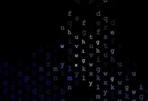 Dark blue vector background with signs of alphabet.