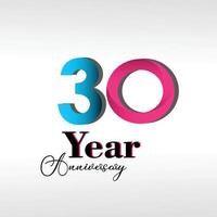 30 Year Anniversary Elegant Vector Template Design Illustration