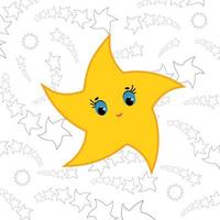 Yellow cartoon star. Simple flat vector illustration.