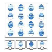 Counting game for preschool children for the development of mathematical abilities. How much. Easter eggs. With a place to write answers. Simple flat isolated vector illustration.