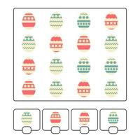 Counting game for preschool children for the development of mathematical abilities. How much. Easter eggs. With a place to write answers. Simple flat isolated vector illustration.