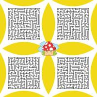 A set of square labyrinths. A game for children and adults. Simple flat vector illustration.