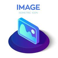 icono de imagen. Signo de imagen o imagen isométrica 3d. creado para móvil, web, decoración, productos impresos, aplicación. perfecto para diseño web, banner y presentación. ilustración vectorial. vector