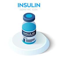 icono isométrico del vial de insulina. ampolla de insulina. controle su diabetes. creado para móvil, web, decoración, productos impresos, aplicación. perfecto para diseño web, banner y presentación. ilustración vectorial. vector