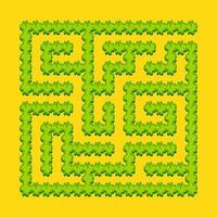 Abstract square labyrinth - green garden, shrubs. Game for kids. Puzzle for children. One entrance, one exit. Labyrinth conundrum. Vector illustration.