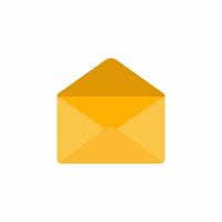 Opened empty golden yellow envelope icon sign flat design vector illustration isolated on white background