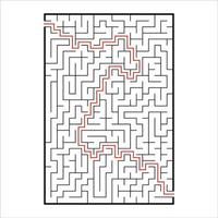 Abstract rectangular maze. Game for kids. Puzzle for children. One entrances, one exit. Labyrinth conundrum. Simple flat vector illustration isolated on white background. With answer.