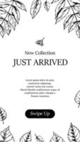 Vertical social network template with hand drawn elements. Autumn design for banners, cards, announcements, newsletters in sketch style. Vector illustration. Space for text