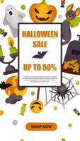 Halloween social media stories template. Space for text. Vector illustration