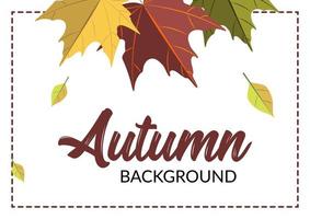 Autumn horizontal design with colorful falling leaves. Place for text. Vector illustration