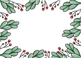 Plant background with leaves and berries. Vector frame