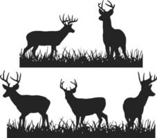 deer silhouette set - vector illustration