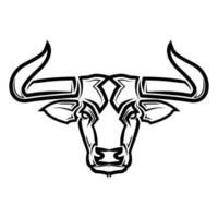 Line Vector Illustration front view of Bull. It is signs of the taurus zodiac.