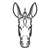 arte lineal en blanco y negro de la cabeza de burro. buen uso de símbolo, mascota, icono, avatar, tatuaje, diseño de camiseta, logotipo o cualquier diseño vector