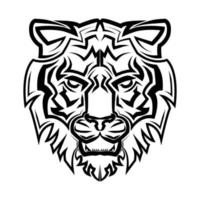 Black and white line art of tiger head Good use for symbol mascot icon avatar tattoo T Shirt design logo or any design.