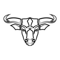 Line Vector Illustration front view of Bull. It is signs of the taurus zodiac.