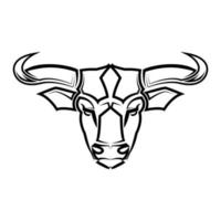 Line Vector Illustration front view of Bull. It is signs of the taurus zodiac.