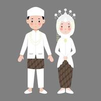 Sundanese Indonesian muslim wedding couple character illustration vector