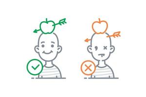 Icon of men with apples on their heads vector