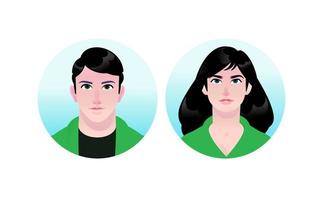 Illustration of a girl and a guy avatars vector