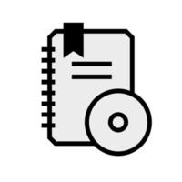 Outline gray certificate icon with data disk vector