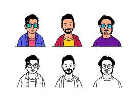 Young people avatars in minimalistic style. vector