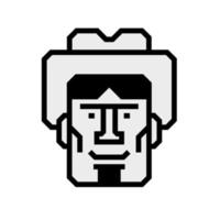 contorno, gris, icono, de, un, hombre, en, un, sombrero vector