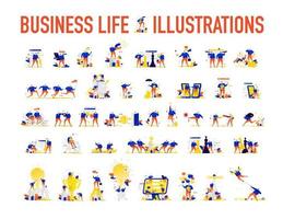 Illustrations of businessmen in different situations vector