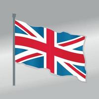 imagen realista de la ilustración del vector del gradiente del poste de la bandera que agita británica