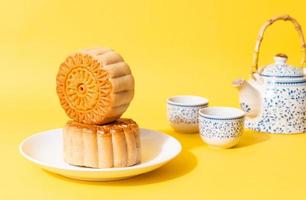 Chinese moon cake on plate photo