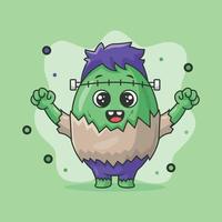 Ilustración de lindo personaje zombie en forma de huevo vector