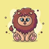 illustration of cute lion animal smiling happily