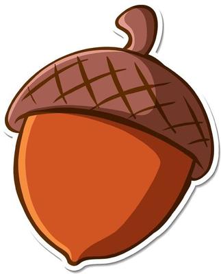 Acorn sticker on white background