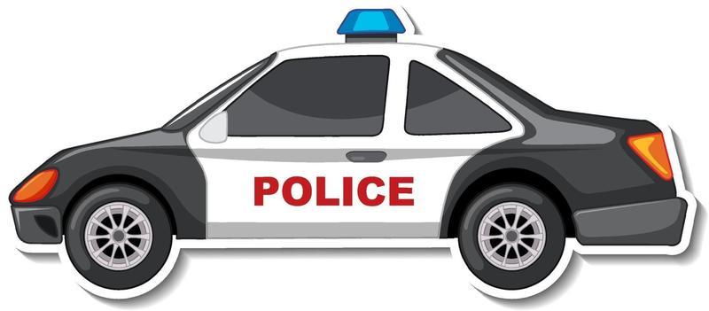 Sticker design with side view of police car isolated