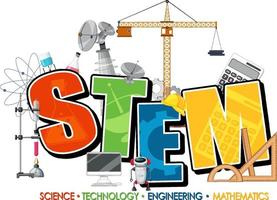 STEM education logo with science and technology objects vector