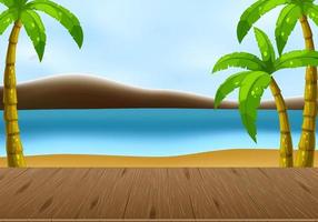 Empty beach landscape scene with blur sky background vector