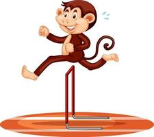 Monkey jumping over hurdles cartoon character vector