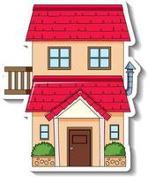 Sticker template with a single house isolated vector