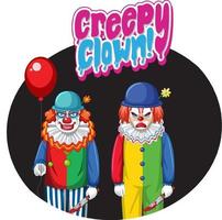 Creepy Clown badge with two creepy clowns vector