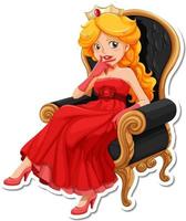 Beautiful princess cartoon character sticker vector