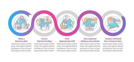 plantilla de infografía vectorial de pasos del proceso de inicio de inicio vector