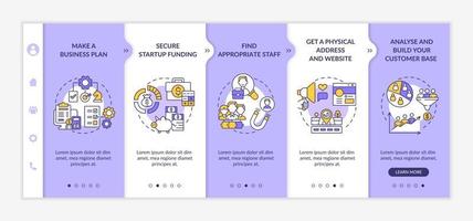 Startup launch process steps onboarding vector template