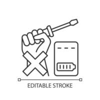 Dont repair power bank by yourself linear manual label icon vector