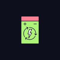 Rechargeable lithium polymer battery color label icon for dark theme vector