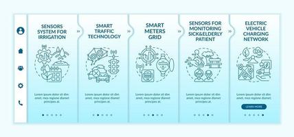 Smart city projects gradient blue onboarding vector template