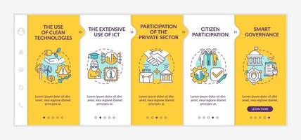 Instruments of smart city yellow onboarding vector template